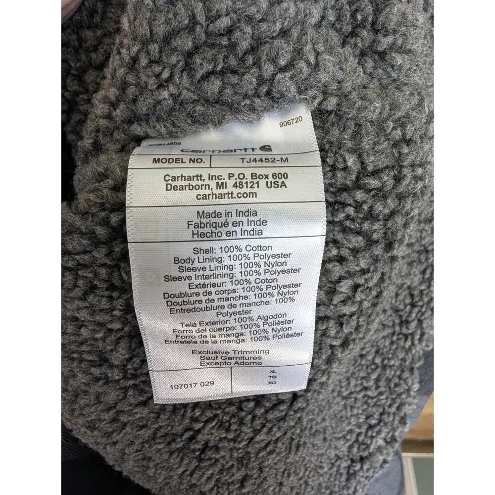 NWT Carhartt Shirt Jacket Men XL Shadow Black Plaid Sherpa-Lined Flannel Relaxed - Picture 4 of 6